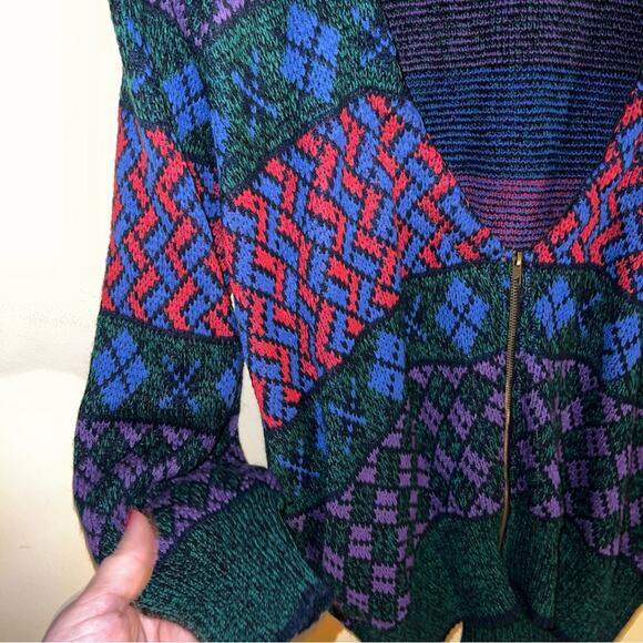 URBAN RENEWAL zip up cardigan vintage reworked sweater L - Picture 4 of 5